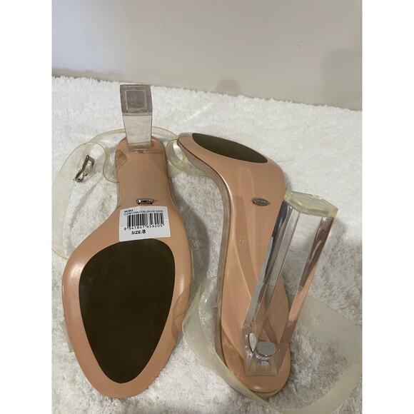 NEW Tony Bianco Kiki Clear Vynalite/Blush Kid Suede Leather Ankle Wrap Heels W 8 - Picture 10 of 11